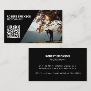 Modern Minimalistisk Fotograf QR-kod Portfolio Visitkort