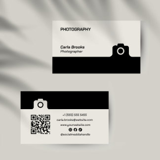 Modern minimalistisk fotografering QR-kod svart vi Visitkort