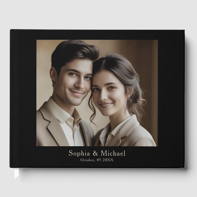 Modern Minimalistisk Fotografi Bröllopsgästbok Mal Gästböcker (Framsida)