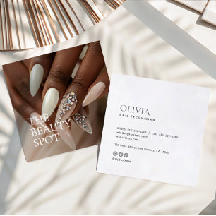 Modern Minimalistisk Fotografi & Sociala Nails Tek Fyrkantigt Visitkort