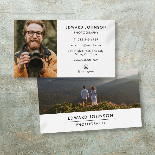 Modern Minimalistisk Fotografi Visitkort (Modern Minimalist Photo Photography Business Card)