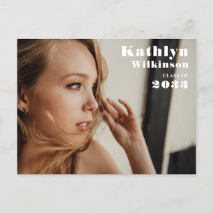 Modern minimalistisk fotografisk chic examensfest meddelande vykort