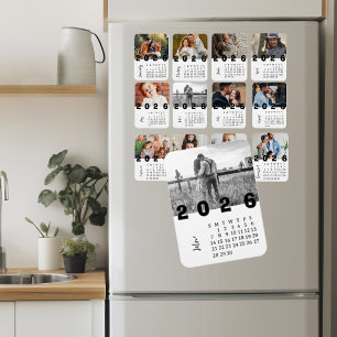 Modern minimalistisk fotokalender från juni 2026 magnet