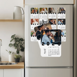Modern minimalistisk fotokalender i augusti 2026 magnet