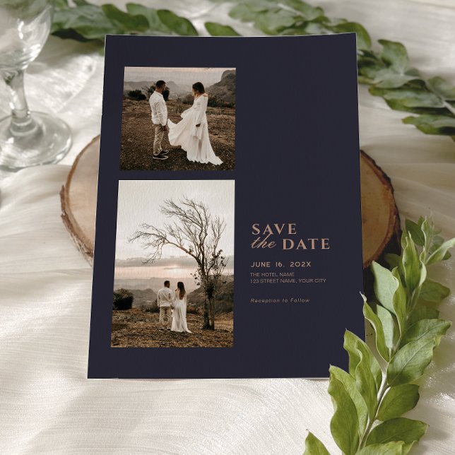 Modern minimalistisk fotokollagebröllop spara datumet (Skapare uppladdad)
