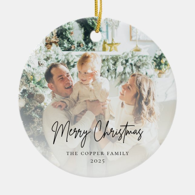 Modern minimalistisk fotopul julgransprydnad keramik (Framsidan)