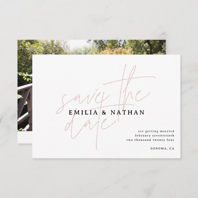 Modern, minimalistisk fotospara datum spara datumet (Fram/baksida)