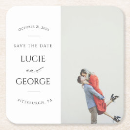 Modern minimalistisk fotospara datumet Underlägg Papper Kvadrat