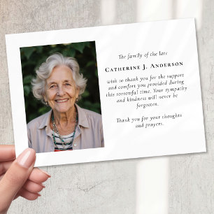 Modern minimalistisk fotosympati - begravning tack kort