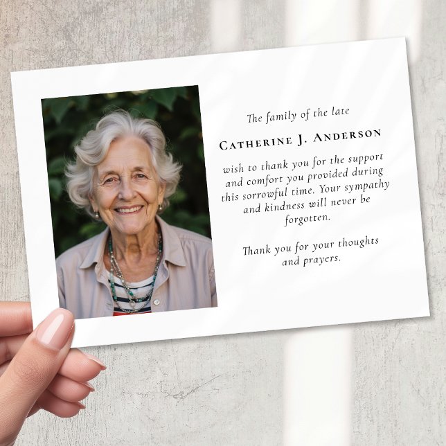 Modern minimalistisk fotosympati - begravning tack kort (Skapare uppladdad)