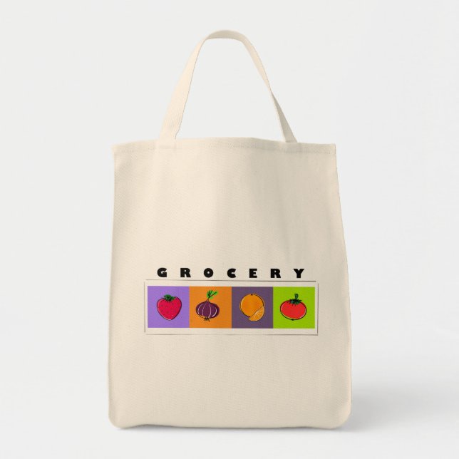 Modern Minimalistisk Frukt- och Grönsaksillustrati Tygkasse (Framsidan)
