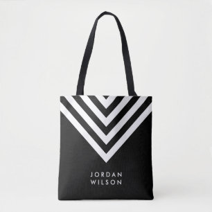 Modern minimalistisk Geometric Black & White Chevr Tygkasse