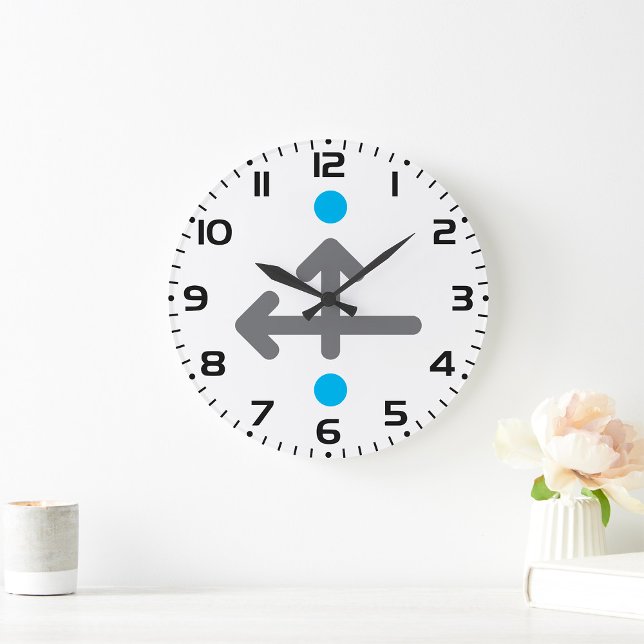 Modern, minimalistisk geometrisk riktningspil stor klocka (Skapare uppladdad)