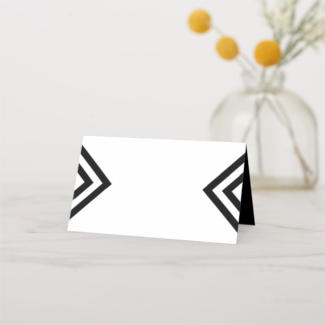 Modern minimalistisk geometrisk vit och svart placeringskort (Framsida)