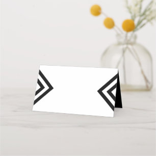 Modern minimalistisk geometrisk vit och svart placeringskort