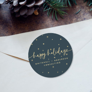 Modern minimalistisk Glad helg Business Namn Runt Klistermärke
