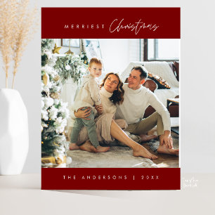 Modern Minimalistisk, Gladast Jul Familjefoto Vykort