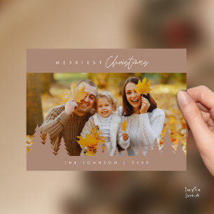 Modern Minimalistisk, Gladast Jul Familjefoto Vykort