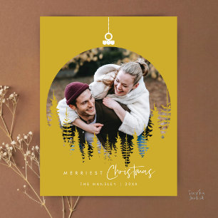 Modern Minimalistisk, Gladast Jul Familjefoto Vykort