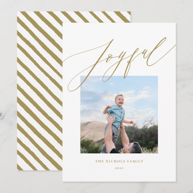 Modern minimalistisk Glatt för Guld-skript Julkort (Fram/baksida)