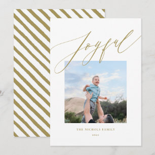 Modern minimalistisk Glatt för Guld-skript Julkort