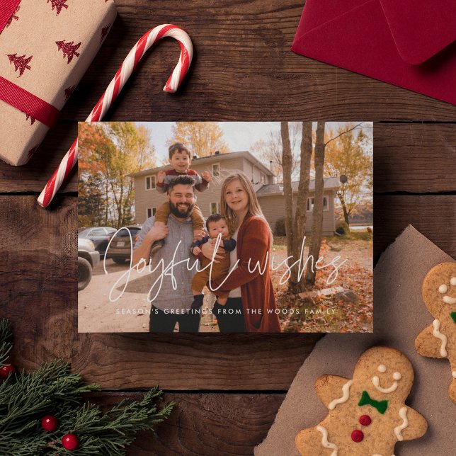 Modern minimalistisk Glatt Önskemål-fotojul Julkort (Skapare uppladdad)