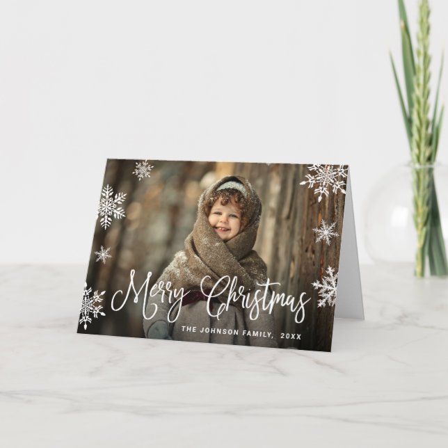 Modern minimalistisk God jul 2-FOTO-kort Kort (Framsida)