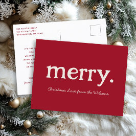 Modern Minimalistisk God jul-familj Helg Vykort