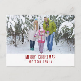 Modern minimalistisk God Jul familjefoto Helg Vykort