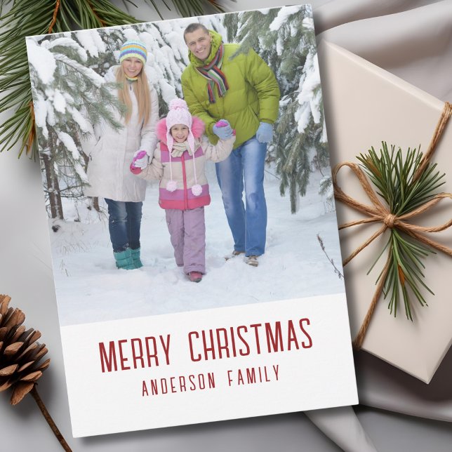Modern minimalistisk God Jul familjefoto  Julkort (Skapare uppladdad)