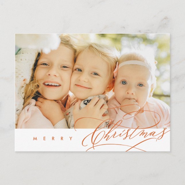 Modern, minimalistisk, God jul-familjens foto-Po Vykort (Framsida)