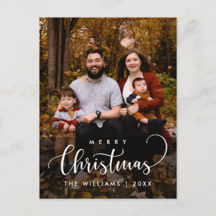Modern, minimalistisk, God jul-familjfoto Vykort