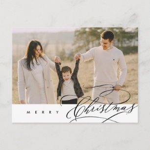 Modern, minimalistisk, God jul-familjfoto Vykort