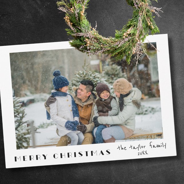 Modern minimalistisk God Jul Foto Julkort (minimalist modern Merry Christmas personalized photo card)