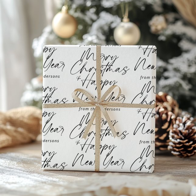 Modern minimalistisk God jul och Gott nytt år Presentpapper (Skapare uppladdad)