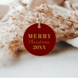 Modern minimalistisk God jul Red Guld Gift Gåvor Etiketter