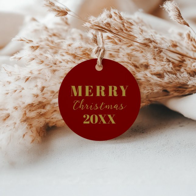 Modern minimalistisk God jul Red Guld Gift Gåvor Etiketter (Skapare uppladdad)