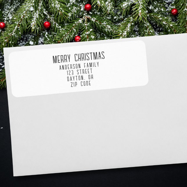 Modern minimalistisk God Jul Returadress Etikett (Skapare uppladdad)