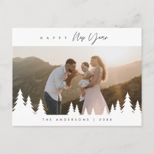 Modern, minimalistisk, Gott nytt år-familjfoto Vykort