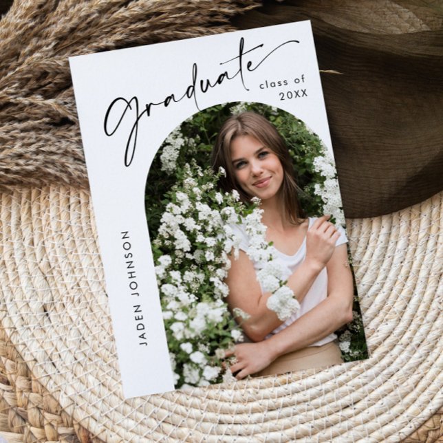 Modern Minimalistisk Grad FOTO Examenfest Inbjudningar (Skapare uppladdad)