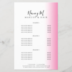 Modern minimalistisk gradient rosa vit smink & hår flygblad