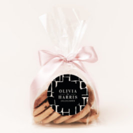 Modern minimalistisk grafisk svart & vit favorfest runt klistermärke