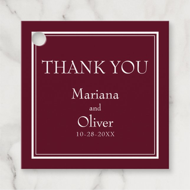 Modern minimalistisk Gräns Burgundy Gåvor Etiketter (Framsida)