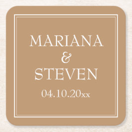 Modern minimalistisk Gräns Tan Beige Underlägg Papper Kvadrat