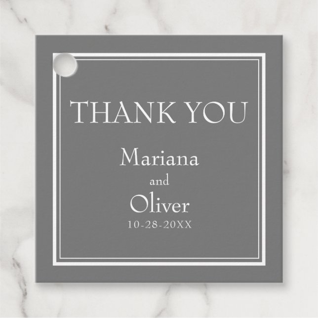 Modern minimalistisk Grått Bröllop Gåvor Etiketter (Framsida)
