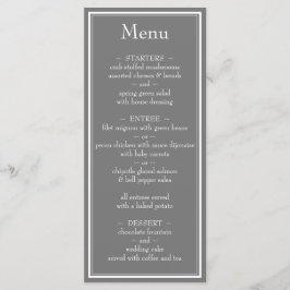 Modern minimalistisk Grått Grått Bröllop Menu Meny