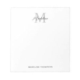Modern minimalistisk Grått-monogram Anteckningsblock