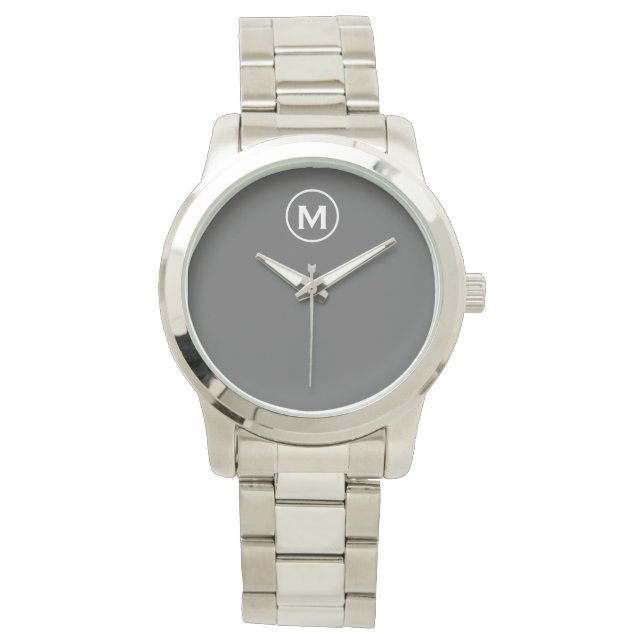 Modern minimalistisk Grått Monogram Armbandsur (Framsida)