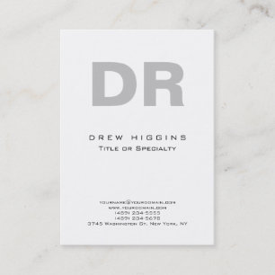 Modern minimalistisk Grått Monogram vit stor Visitkort