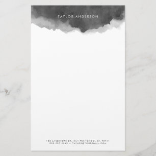 Modern minimalistisk Grått Watercolor Stänk Brevpapper